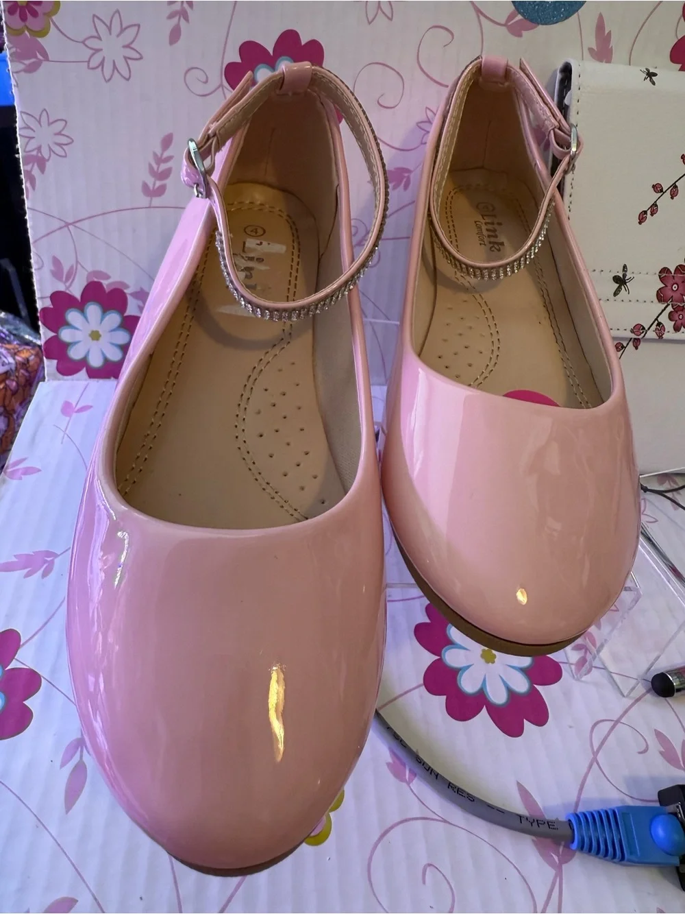 Pink Ankle-Strap Ballet Flats Dress shoes